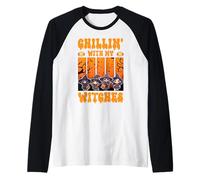 Chillin with My Witches Halloween Witch Party Trick Or Treat Raglan Baseball Tee