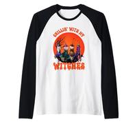 Chillin with My Witches Halloween Witch Party Trick Or Treat Raglan Baseball Tee