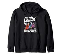 Chillin With My Witches Halloween Zip Hoodie