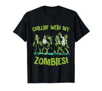 Chillin with My Zombies Funny Halloween Group Friend Costume Value Graphic T-Shirt, Men, Black, M