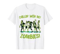 Chillin with My Zombies Funny Halloween Group Friend Costume Value Graphic T-Shirt, Men, White, L
