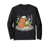 Chilling Capybara Funny Japanese Onsen Melon Soda Long Sleeve T-Shirt