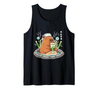 Chilling Capybara Funny Japanese Onsen Melon Soda Tank Top