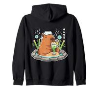 Chilling Capybara Funny Japanese Onsen Melon Soda Zip Hoodie