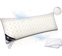 Chilling Home Full Body Pillows for Adults with Silky Cover, Embroidery quilted Bolster Pillow, Pregnancy Long Pillows for Bed, Large Maternity Pillow for Sleeping(White-golden)