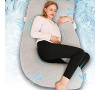 Chilling Home J-Shaped Pregnancy Pillow, 150x70cm, Grey, Polyester Fill, Cooling Cover, Removable, Adult, Multi Position Sleeper