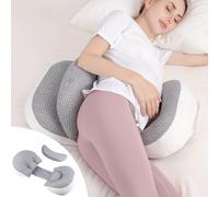 Chilling Home Pregnancy Pillow for Sleeping Portable, Maternity Pillow for Side Sleeper, Travel Wedge Pillow, Body Pillow Support for Back, Belly, Grey and White