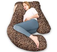 Chilling Home Pregnancy Pillow J Shape, Side Sleeper Pillow with Cover J Pillow, Nursing Pillow, Large Positioning Pillow, Pillow for Women and Side Sleepers (Leopard Pattern)