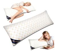 Chilling Home Pregnancy Pillows for Sleeping, Full Body Pillows for Adults Embroidered Quilted Bolster Pillow, Large Maternity Pillow with Silky Cover (White-golden)