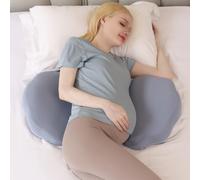 Chilling Home Pregnancy Pillows for Sleeping, Memory Foam Maternity Pillow for Belly, Back, Adjustable and Portable Travel Wedge Pillow,for Side Sleepers,Jersey Blue Cover (Height 15cm)