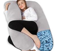 Chilling Home Pregnancy Pillows for Sleeping, Memory Foam U Shaped Maternity Pillow Cuddle Pillow, 55 inch Full Body Pillow Long Pillows for Sleeping with Cover (Grey with Memory Foam)