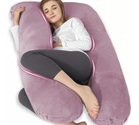 Chilling Home Pregnancy Pillows for Sleeping, U Shaped Maternity Pillow Cuddle Pillow, 55 inch Full Body Pillow Long Pillows for Sleeping, Maternity Body Pillows for adults with Cover Velvet