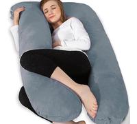 Chilling Home Pregnancy Pillows for Sleeping,U Shaped Maternity Pillow Pillow,55 inch Full Body Pillow Long Pillows for Sleeping, Maternity&Body Pillows for adults with Cover Velvet,Light Black