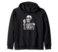Chilling Out with Ice Cream and a Skeleton for Man and Woman Zip Hoodie