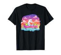 Chilling Polar Bear Reading Book Dreamy Sunset T-Shirt