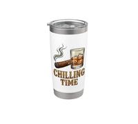 Chilling Time Cigar Bourbon I'll Be in The Backyard Funny Stainless Steel Insulated Tumbler