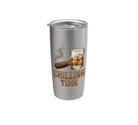Chilling Time Cigar Bourbon I'll Be in The Backyard Funny Stainless Steel Insulated Tumbler