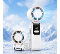ChillMate Portable Refrigerated Fan, Portable Handheld Turbo Fan, 199 Gear High Speed Folding Turbine Fan with LED Display, Rechargeable Personal Cooling Fan for Home, Gym, Office, Outdoor (White)