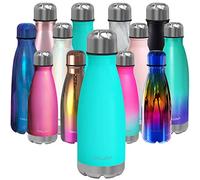 Chillout Life Stainless Steel Water Bottle for Kids School - 12 oz Double Wall Insulated Cola Bottle Shape for Cold and Warm Drinks, BPA Free Metal Sports Bottle for Boys, Girls & Women (Aqua Blue)