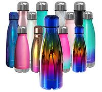 CHILLOUT LIFE Stainless Steel Water Bottle for Kids School: 12 oz Double Wall Insulated Cola Shape for Cold and Warm Drinks, BPA Free Metal Sports for Boys, Girls & Women (UV Rainbow)