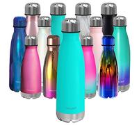CHILLOUT LIFE Stainless Steel Water Bottle for Kids School: 17 oz Double Wall Insulated Cola Bottle Shape for Cold and Warm Drinks, BPA Free Metal Sports Bottle for Boys, Girls & Women. (Aqua Blue)