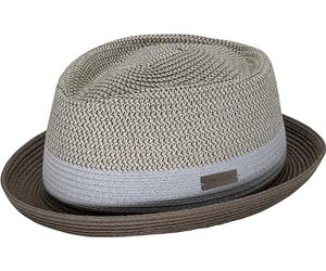 CHILLOUTS Paea Pork Pie Straw Hat Men - Garden Sun Beach Summer Spring-Summer - S/M (54-57 cm) Grey