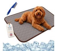 ChillPaws Cooling Mat - XS/S/M/L/XL/XXL Chilli Paws Cooling Mat with Washable Ice Silk Breathable,Instant Pet Cooling Blanket,Anti-Slip Chew-Resistant,for Crates Sofas&Summer Garden (Brown,70x55cm)