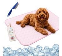 ChillPaws Cooling Mat - XS/S/M/L/XL/XXL Chilli Paws Cooling Mat with Washable Ice Silk Breathable,Instant Pet Cooling Blanket,Anti-Slip Chew-Resistant,for Crates Sofas&Summer Garden (Pink,70x55cm)