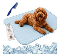 ChillPaws Cooling Mat - XS/S/M/L/XL/XXL Chilli Paws Cooling Mat with Washable Ice Silk Breathable,Instant Pet Cooling Blanket,Anti-Slip Chew-Resistant,for Crates Sofas&Summer Garden (Blue 2,100x70cm)