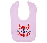 Chills and Thrills Devil Halloween Statement Cotton Baby bib - Pastel Pink