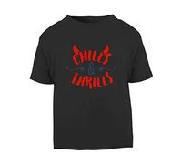 Chills and Thrills Devil Halloween Statement Short Sleeve Cotton Kids t Shirt, 2-3 Years, Black