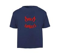 Chills and Thrills Devil Halloween Statement Short Sleeve Cotton Toddler t Shirt, 1-2 Years, Navy