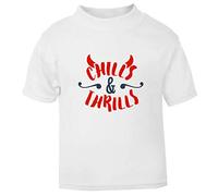 Chills and Thrills Devil Halloween Statement Short Sleeve Cotton Toddler t Shirt, 1-2 Years, White