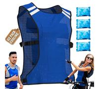 CHILLSWIFT Cooling Vest for Men & Women - Adjustable Lightweight Ice Vest, S-XXL, Includes 8 Ice Packs, Ideal for Motorcycle, MS, Mascots & Outdoor Stay Cool Activities, Navy, 0-10