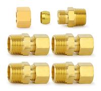 ChillWaves Brass Compression Tube Fitting, 1/4" OD x 3/8" NPT Male Compression Union Connector(5-PACK)