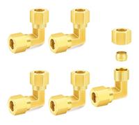ChillWaves Brass Compression Tube Fitting, 5/16" OD x 5/16" OD 90 Degree Elbow Compression Union Connector(5-PACK)