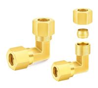 ChillWaves Brass Compression Tube Fitting, 5/8" OD x 5/8" OD 90 Degree Elbow Compression Union Connector(2-PACK)