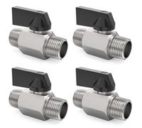 ChillWaves Brass Mini Ball Valve, Shut Off Switch Ball Valve 3/8" NPT Male x 3/8" NPT Male Thread Pipe Fitting(4-PACK)