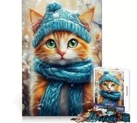 Chilly Cat in Blue Adult Jigsaw1000 Pieces Sharp Mind High Def Print Family Activity Birthday Art Gift (38x52cm)