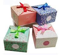 Chilly Gift Treat Boxes 20 Pack Gift Boxes with Ribbons for Cake, Cookies, Goodies, Candy, Handmade Bath Bombs Shower Soaps for Party, Christmas, Birthdays, Weddings (Flower Patterned)