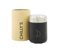 Chilly's Food Pot - Leak-Proof, Premium Stainless Steel Reusable Food Container - Double-Walled Insulated for Hot or Cold Lunch Storage - Black - 300ml