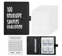 ChillyFar Money Saver Budget Binder Book with Pouches, 100 Envelope Challenge Binder with Numbers, A5 Money Budget Envelopes for Cash Saving $5,050 Black