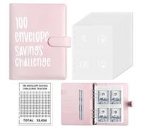ChillyFar Money Saver Budget Binder Book with Pouches, 100 Envelope Challenge Binder with Numbers, A5 Money Budget Envelopes for Cash Saving $5,050 Pink