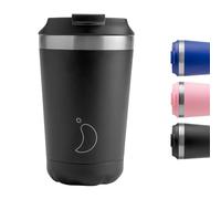 Chilly's Original Coffee Cup - Thermal Mug For Cold & Hot Drinks - Leak-Proof Travel Mug with Lid - Double Walled Vacuum Insulated Mug - Stainless Steel - Monochrome Black, 340ml