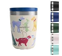 Chilly's Original Coffee Cup - Thermal Travel Mug For Cold & Hot Drinks - Reusable Cups with Lids - Double Walled Vacuum Insulated Mug - Stainless Steel - 340ml - Polka Dogs