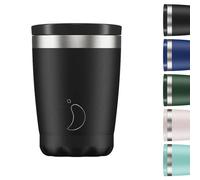 Chilly's Original Coffee Cup - Thermal Travel Mug for Cold & Hot Drinks - Reusable Cups with Lids - Double Walled Vacuum Insulated Mug - Stainless Steel - 340ml - Monochrome Black