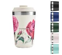 Chilly's Original Coffee Cup - Thermal Travel Mug For Cold & Hot Drinks - Reusable Cups with Lids - Double Walled Vacuum Insulated Mug - Stainless Steel - 340ml - Roses