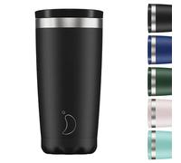 Chilly's Original Coffee Cup - Thermal Travel Mug for Cold & Hot Drinks - Reusable Cups with Lids - Double Walled Vacuum Insulated Mug - Stainless Steel - 500ml - Monochrome Black