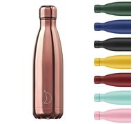 Chilly's Original Water Bottle - Vacuum Insulated Stainless Steel Water Bottle, Reusable Thermal Flask For Hot & Cold Drinks - Leak Proof, No Sweat - Chrome Rose Gold - 500ml