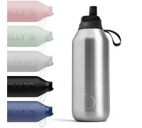 Chilly's Series 2 Flip Water Bottle with Sports Flip Lid, 90% Recycled Stainless Steel - Stainless Steel, 500ml
